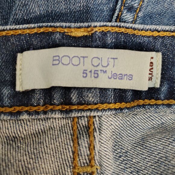 Levi's 515 Boot Cut Sz 16 Women's Mid Rise Stretchy Solid Medium Wash Jeans - Picture 4 of 7